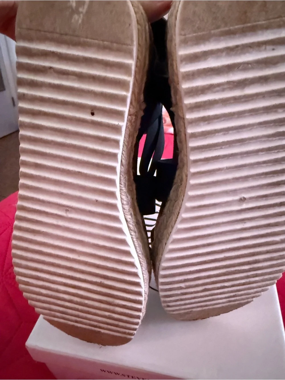 Steve Madden Black Elastic Espadrille Platform Sandals